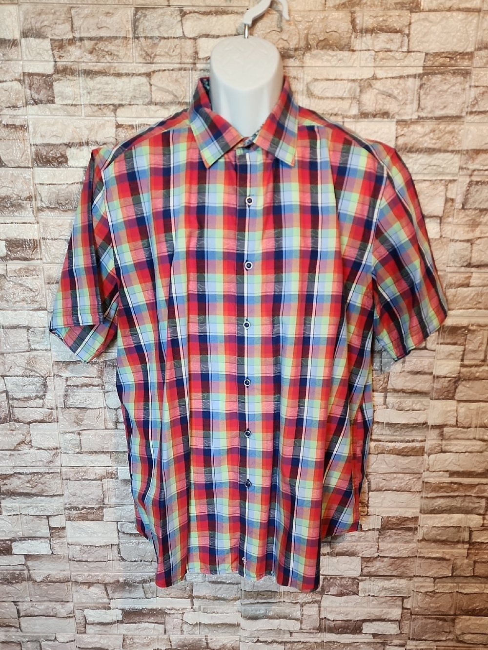Robert Graham Men's Short Sleeve Plaid Button-Up Shirt - Multicolor